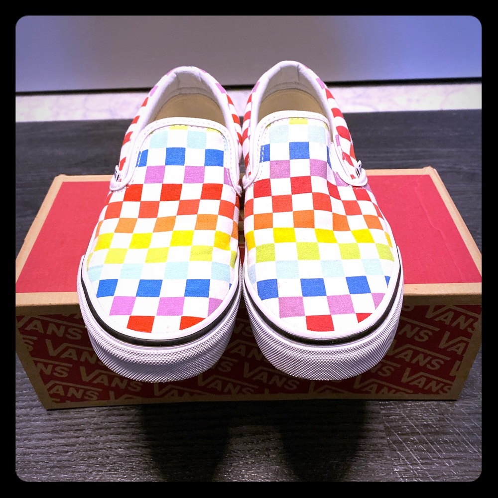 VANS SLIP ON in rainbow chessboard